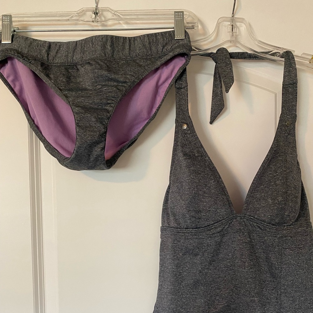 Athleta gray Tankini and Bikini bottom XS Small